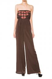 Tube Top Tribal Applique Wide Leg Jumpsuit