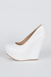 Round Toe Casual Platform High Heel Wedge Pump