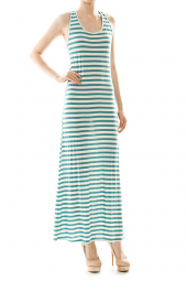 Stripe Print Banded Racerback Tank Maxi Dress