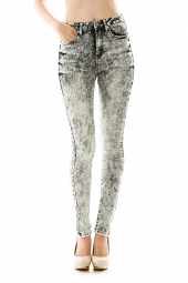 High Waisted Bleached Denim Skinny Jeans