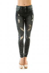 Destroyed High Waist Skinny Denim Jeans