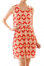Pocket Detail Abstract Layered Mini Dress