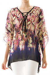 Delicate Abstract Chiffon Kimono Top