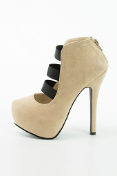 Zip Back Closed Toe Strappy Stiletto Hidden Platform Pump Heel