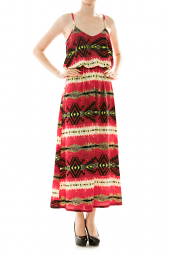 Spaghetti Strap Tribal Bubble Top Maxi Dress