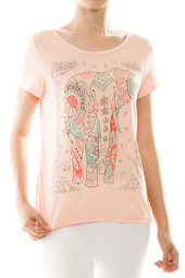 Elephant Rhinestone Short Sleeve Lace Back Top
