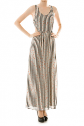 Rope Print Cut Out Maxi Dress