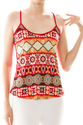 Racerback Abstract Print Spaghetti Strap Top