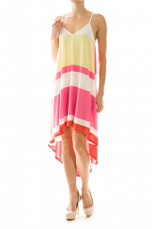 High Low Color Block Stripe Cut Out Shift Dress