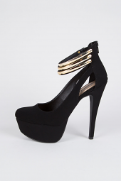 Cut Out Ankle Straps Round Toe High Heel Platform Stiletto Pump