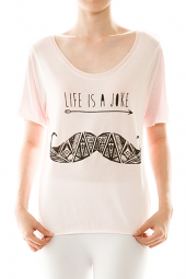 Life Is A Joke Cut Out Mustache Top