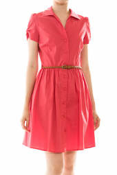 Darling Short Sleeve Belted Button Up Dress