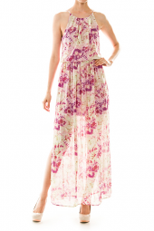 Chiffon Paint Splatter Print Maxi Dress