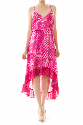 Geometric High Low Ruffle Bottom Dress