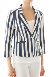 Striped 1 Button Notched Lapel Blazer