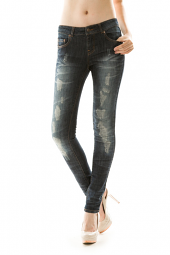 Five Pocket Destroyed Denim Skinny Jeans