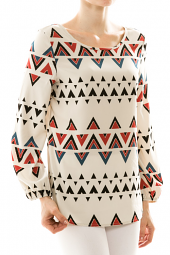 Tribal Print Long Sleeve Crossback Top