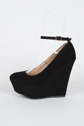 Ankle Strap Round Toe High Heel Platform Wedges