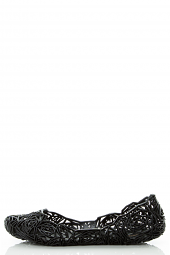 Rose Floral Round Toe Cut Out Mesh Jelly Ballerina Flat Pump Shoes