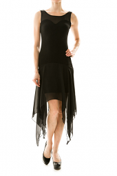 Sexy Sharkbite Hem Dropped Waist Sheer Dress
