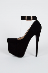 Hidden Platform Gold Ankle Strap High Heel Stiletto Pump 