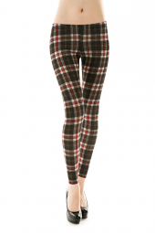 Classic Plaid Print Stretch Fit Leggings