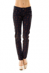 Rose Print Colored Denim Skinny Jeans