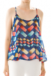 Colorful Marshmallow Print Trapeze Top