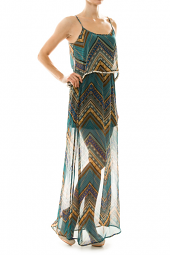Open Back Flutter Top Tribal Maxi Dress