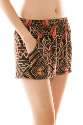 Abstract Tribal Print Pocket Shorts