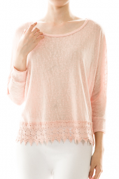 Burnout Lace Hemline Pullover Sweater Top
