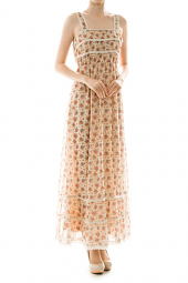 Lovely Floral Spaghetti Strap Lace Accent Maxi Dress