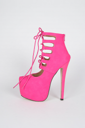 Lace Up Cut Out Cage Stiletto Platform Heel Sandal Booties