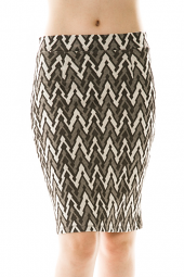 Blocky Chevron Print Bodycon Pencil Skirt