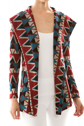 Tribal Diamond Print Hooded Knit Cardigan