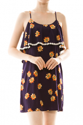 Layered Flutter Shift Floral Mini Dress