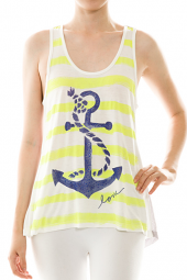 Stripe & Studded Anchor Sheer Back Tank Top