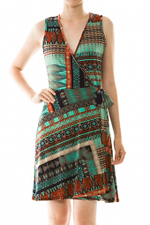 Abstract Print Surplice Wrap Mini Dress