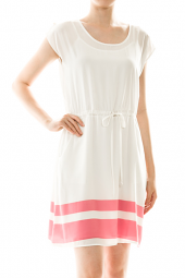 Short Sleeve Tie Waist Color Block Dress