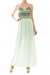 Colorful Embroidered Detail Maxi Dress