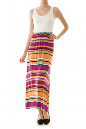 Striped Skirt Print Crossback Maxi Dress
