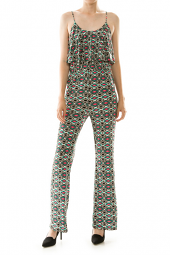 Abstract Tribal Print Flounce Detail Jumpsuit