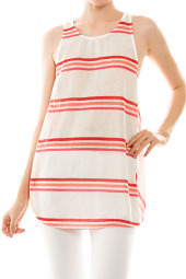 Open Draped Cross Back Stripe Tunic Top