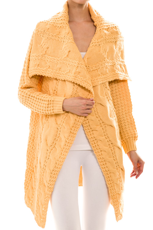 Open Front Long Sleeve Longline Knit Cardigan