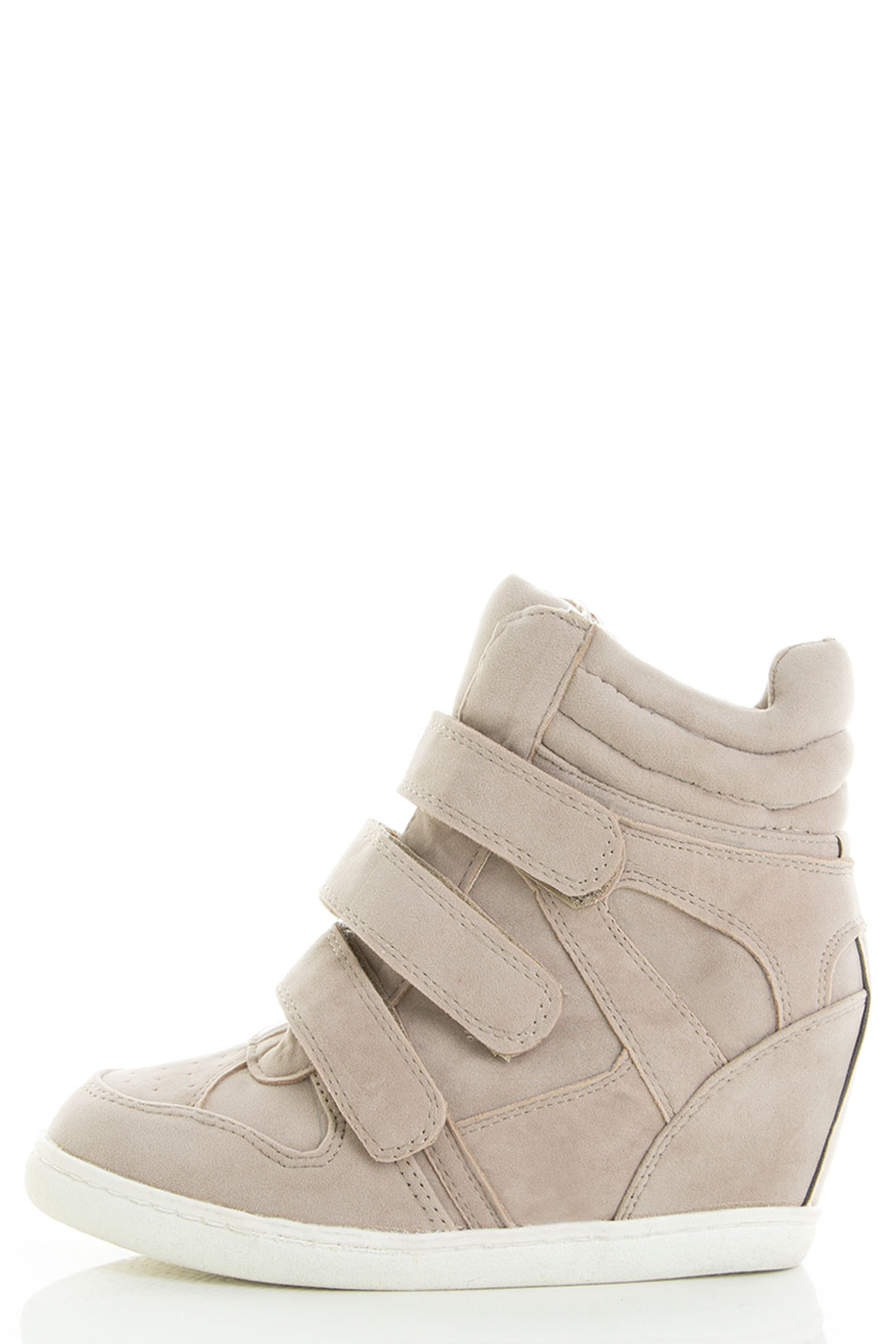 Velcro Strap Round Toe Hidden Wedge Ankle Booties