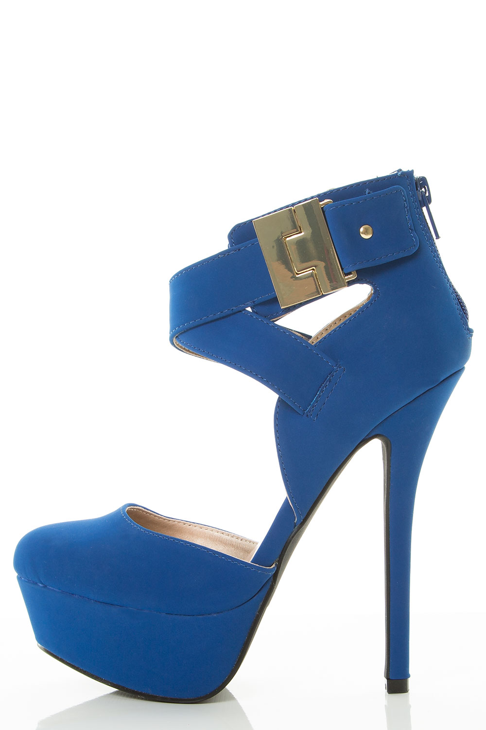 Criss Cross Gold Metal Buckle Ankle Strap Pump Sandal Shoes