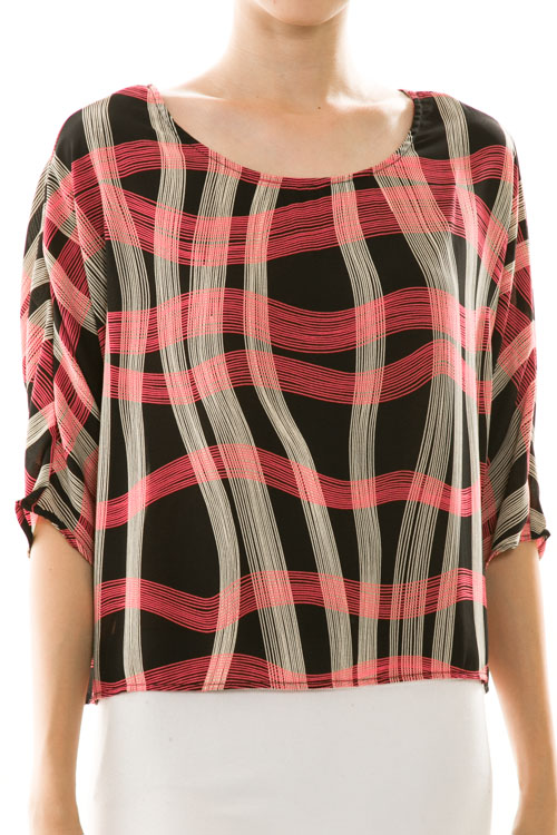 Wavy Lines Print Boxy Blouse