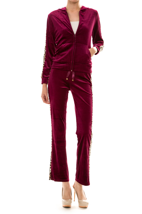 Leopard Print Jacket and Pant Jogger Set