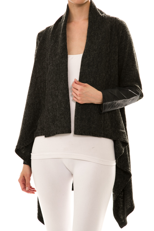 High-Low Draped Knit Cardigan